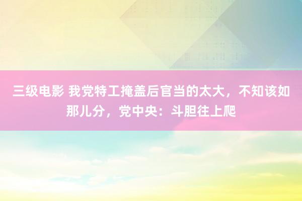 三级电影 我党特工掩盖后官当的太大，不知该如那儿分，党中央：斗胆往上爬