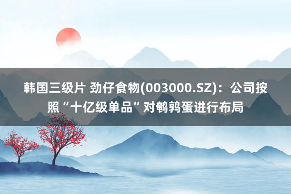 韩国三级片 劲仔食物(003000.SZ):公司按照“十亿级单品”对鹌鹑蛋进行布局