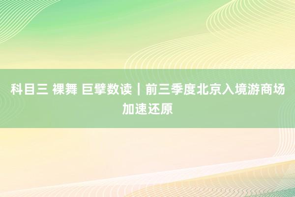 科目三 裸舞 巨擘数读｜前三季度北京入境游商场加速还原