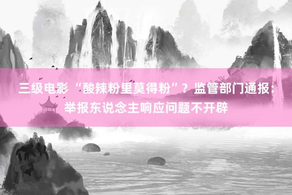 三级电影 “酸辣粉里莫得粉”？监管部门通报：举报东说念主响应问题不开辟