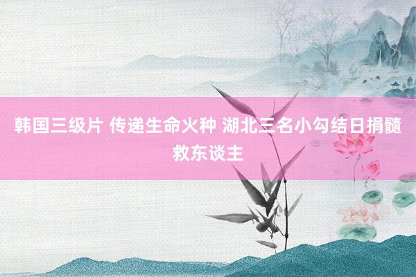 韩国三级片 传递生命火种 湖北三名小勾结日捐髓救东谈主