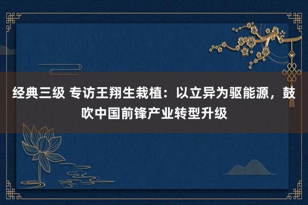 经典三级 专访王翔生栽植：以立异为驱能源，鼓吹中国前锋产业转型升级