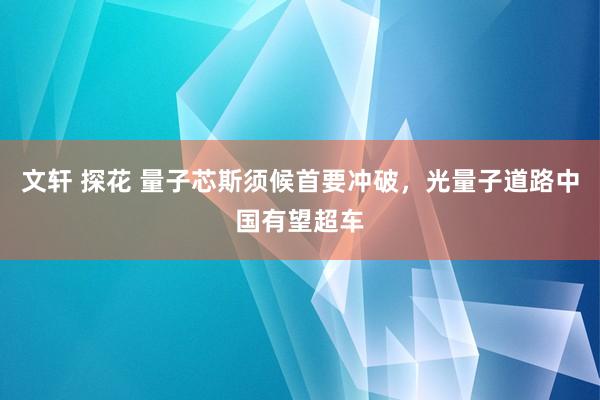 文轩 探花 量子芯斯须候首要冲破，光量子道路中国有望超车