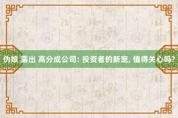 伪娘 露出 高分成公司: 投资者的新宠， 值得关心吗?