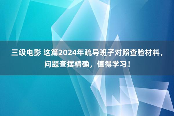 三级电影 这篇2024年疏导班子对照查验材料，问题查摆精确，值得学习！