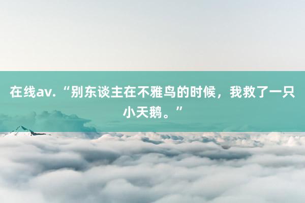 在线av. “别东谈主在不雅鸟的时候，我救了一只小天鹅。”