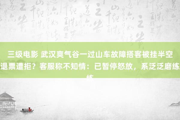 三级电影 武汉爽气谷一过山车故障搭客被挂半空退票遭拒？客服称不知情：已暂停怒放，系泛泛磨练