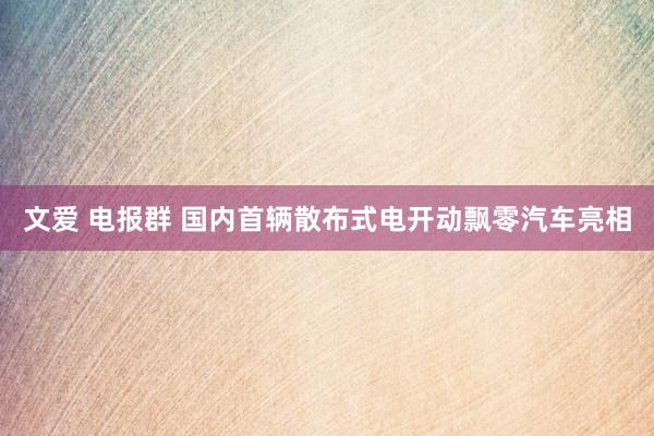 文爱 电报群 国内首辆散布式电开动飘零汽车亮相