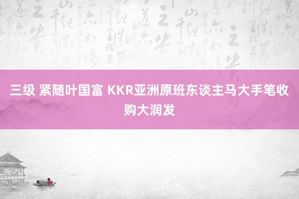 三级 紧随叶国富 KKR亚洲原班东谈主马大手笔收购大润发