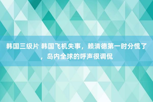 韩国三级片 韩国飞机失事，赖清德第一时分慌了，岛内全球的呼声很调侃