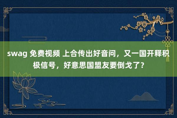 swag 免费视频 上合传出好音问，又一国开释积极信号，好意思国盟友要倒戈了？