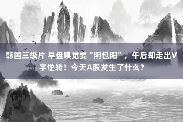 韩国三级片 早盘嗅觉要“阴包阳”，午后却走出V字逆转！今天A股发生了什么？