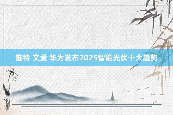 推特 文爱 华为发布2025智能光伏十大趋势