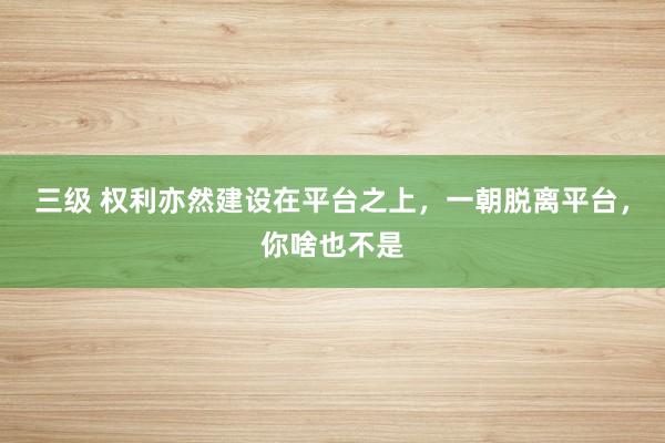 三级 权利亦然建设在平台之上，一朝脱离平台，你啥也不是