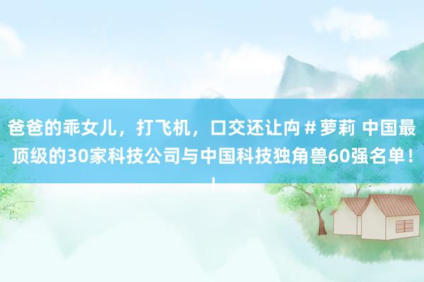 爸爸的乖女儿，打飞机，口交还让禸＃萝莉 中国最顶级的30家科技公司与中国科技独角兽60强名单！