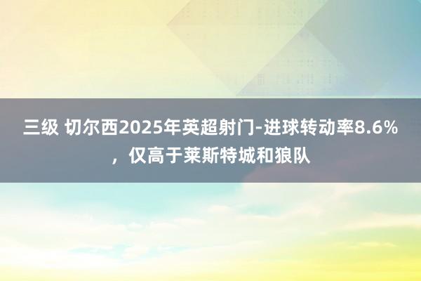 三级 切尔西2025年英超射门-进球转动率8.6%，仅高于莱斯特城和狼队
