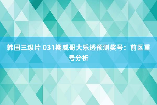 韩国三级片 031期威哥大乐透预测奖号：前区重号分析