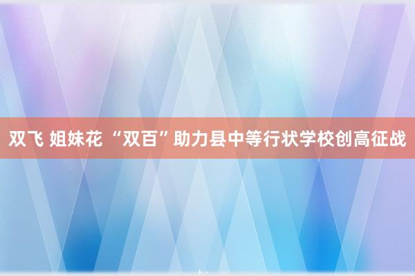 双飞 姐妹花 “双百”助力县中等行状学校创高征战