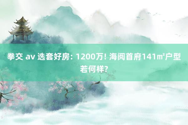 拳交 av 选套好房: 1200万! 海阅首府141㎡户型若何样?