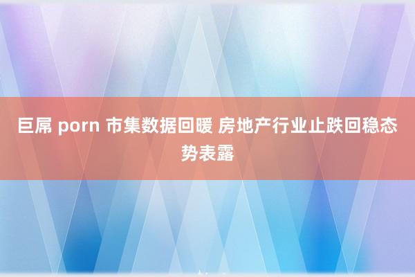 巨屌 porn 市集数据回暖 房地产行业止跌回稳态势表露