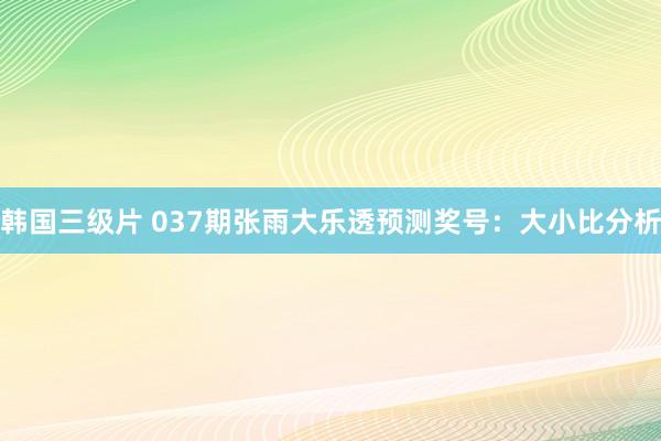 韩国三级片 037期张雨大乐透预测奖号：大小比分析
