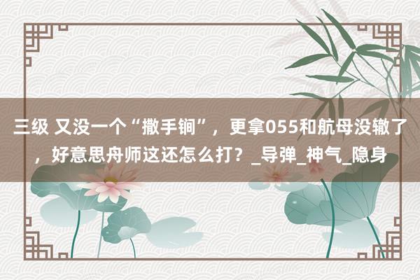 三级 又没一个“撒手锏”，更拿055和航母没辙了，好意思舟师这还怎么打？_导弹_神气_隐身