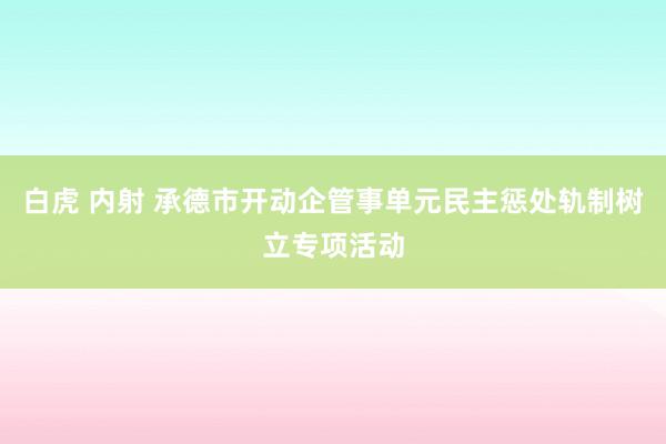 白虎 内射 承德市开动企管事单元民主惩处轨制树立专项活动