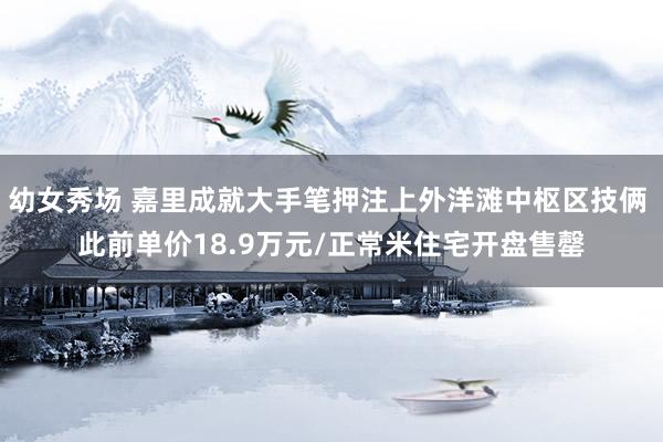 幼女秀场 嘉里成就大手笔押注上外洋滩中枢区技俩 此前单价18.9万元/正常米住宅开盘售罄
