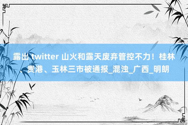 露出 twitter 山火和露天废弃管控不力！桂林、贵港、玉林三市被通报_混浊_广西_明朗