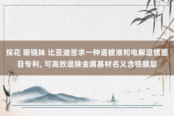 探花 眼镜妹 比亚迪苦求一种退镀液和电解退镀面目专利， 可高效退除金属基材名义含铬膜层