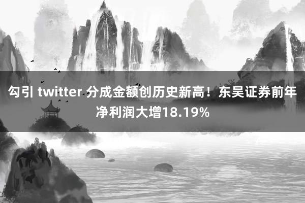 勾引 twitter 分成金额创历史新高！东吴证券前年净利润大增18.19%